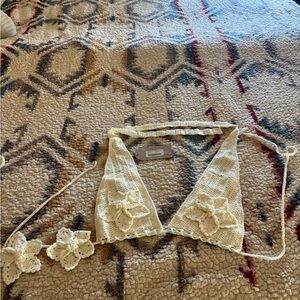 NWT Meshki Crochet Swimsuit Top, Cream Size XL